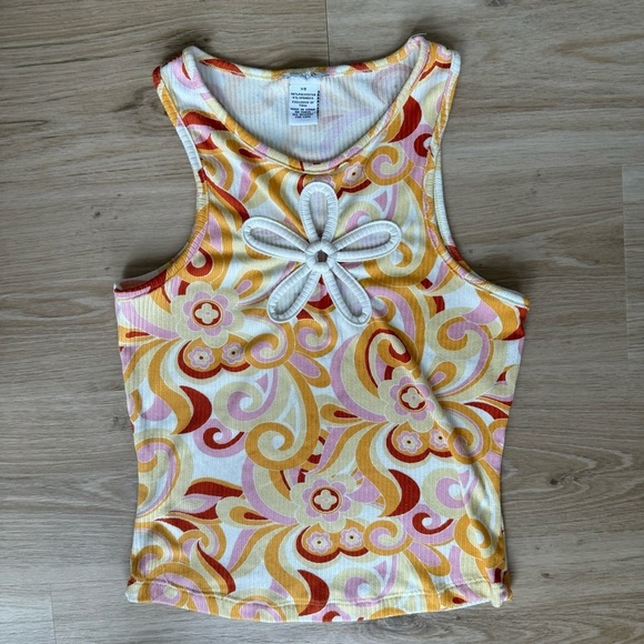 Tops - Vintage floral cutout tank